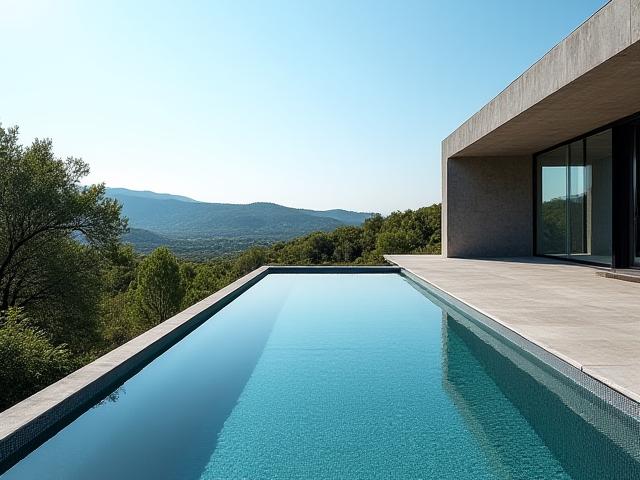 Piscine design moderne avec une vue imprenable sur la Provence