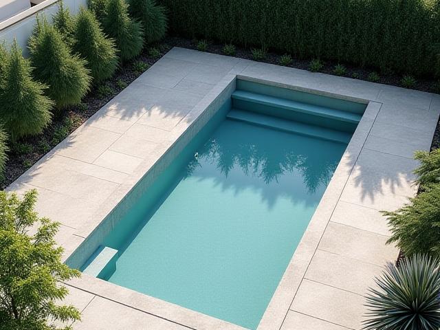 Intégration d'une piscine moderne dans un jardin paysager minimaliste
