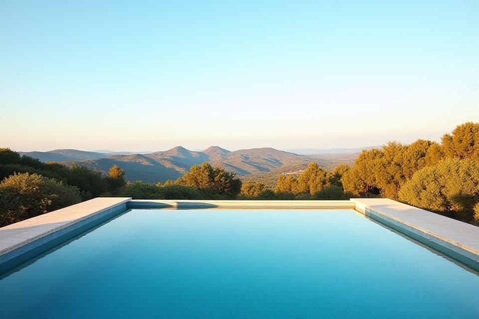 Piscine à débordement de luxe avec vue panoramique sur la Provence